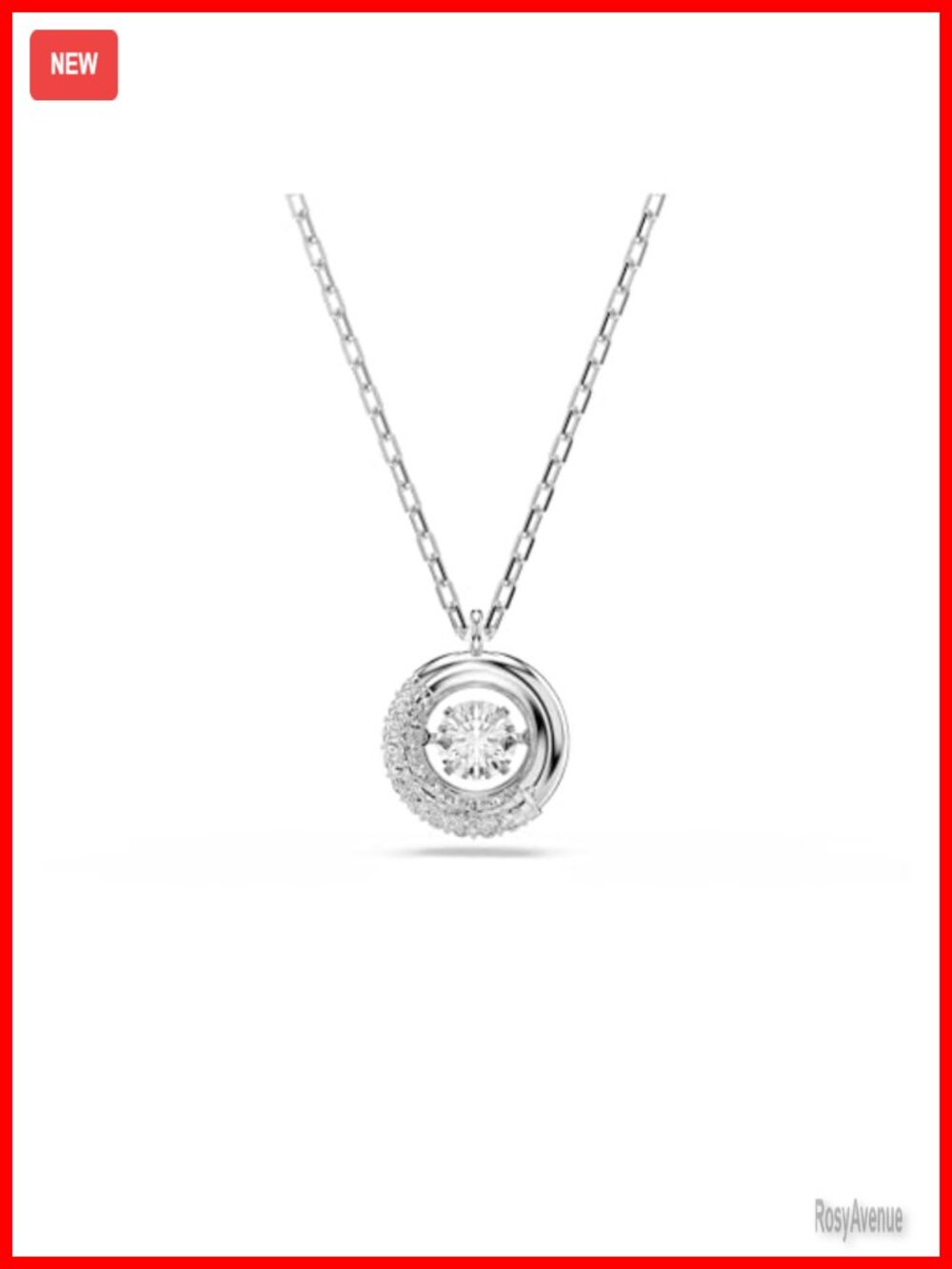 Swarovski Dextera Crystal Pendant Rhodium Plated Necklace 16 inch